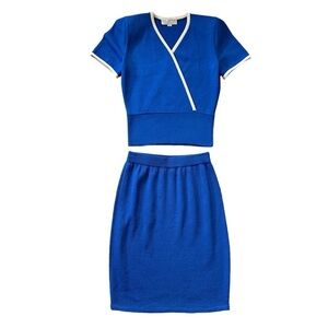 St. John Collection Santana Knit Skirt Set in Blue Size 4/S